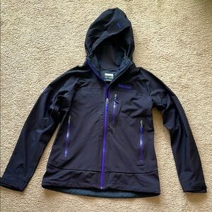 Marmot Polartec Soft Shell Full Zip Hooded Jacket Rain Coat W’s L Black Outdoor